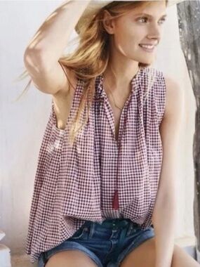 NWOT! Madewell Bellshift gingham check tassel cottagecore tank top